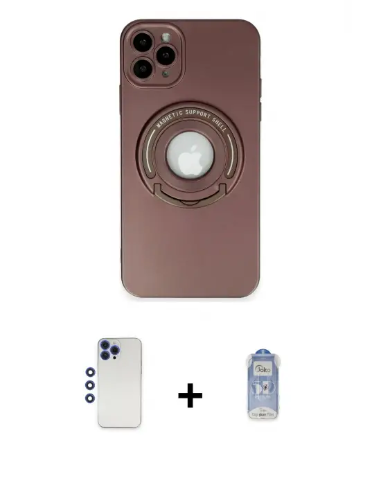 ieg™ iPhone 12 Pro Max Kılıf Eksen Klasik Prime - Siyah Joko Magic 5D Cam + Shine Kamera Lens - LT