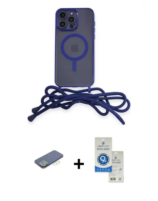ieg™ iPhone 12 Pro Max Kılıf Eksen Özel Seri - Şeffaf Royal Nano Ekran Koruyucu + Renkli Kamera Lens Koruma Cam - YL