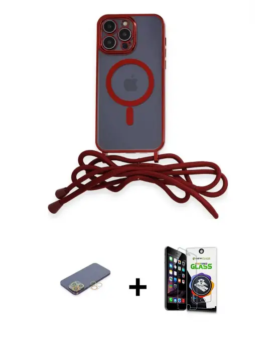ieg™ iPhone 12 Pro Max Kılıf Eksen Özel Seri - Şeffaf Temperli Cam Ekran Koruyucu + Renkli Kamera Lens Koruma Cam - SI
