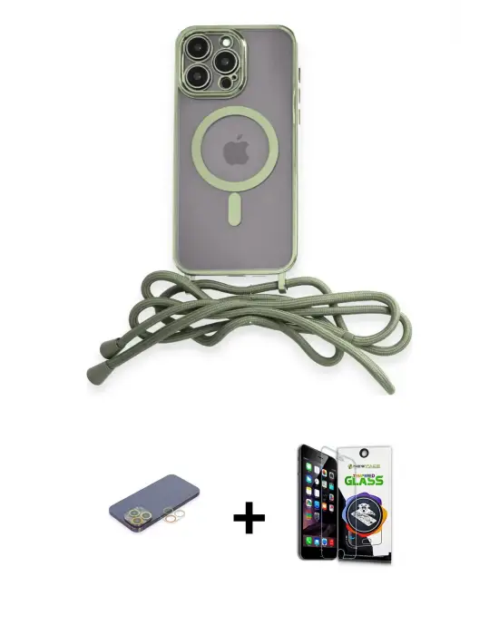 ieg™ iPhone 12 Pro Max Kılıf Eksen Özel Seri - Şeffaf Temperli Cam Ekran Koruyucu + Renkli Kamera Lens Koruma Cam - SI