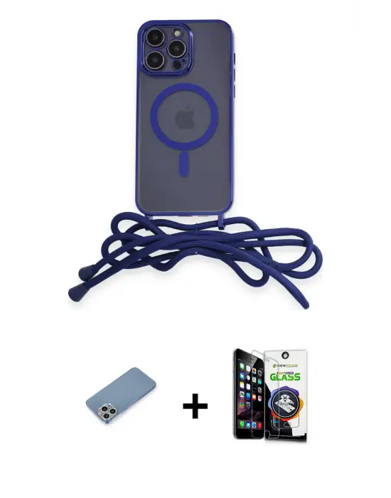 ieg™ iPhone 12 Pro Max Kılıf Eksen Özel Seri - Şeffaf Temperli Cam Ekran Koruyucu + Shine Kamera Lens Koruma Cam - GS