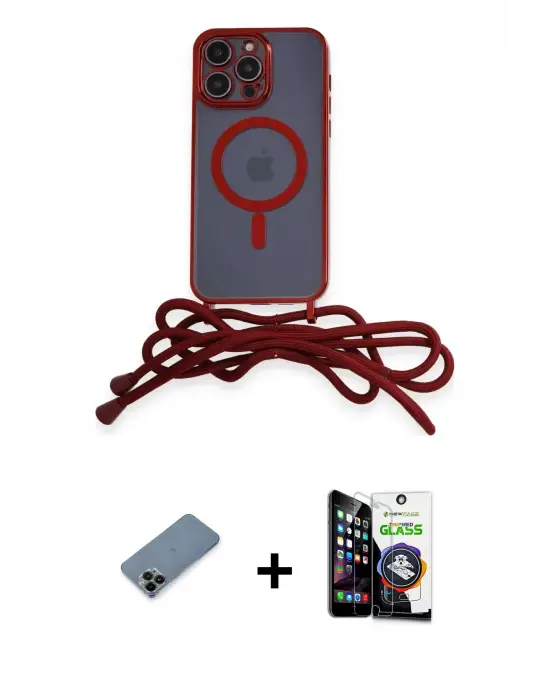 ieg™ iPhone 12 Pro Max Kılıf Eksen Özel Seri - Şeffaf Temperli Cam Ekran Koruyucu + Shine Kamera Lens Koruma Cam - SH
