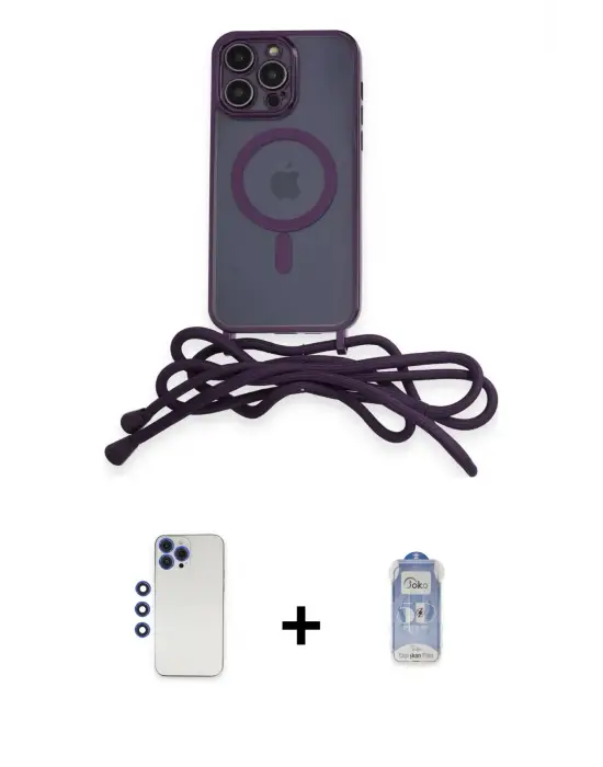 ieg™ iPhone 12 Pro Max Kılıf Eksen Özel Seri - Siyah Joko Magic 5D Cam + Shine Kamera Lens - LT