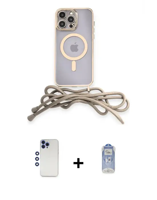 ieg™ iPhone 12 Pro Max Kılıf Eksen Özel Seri - Siyah Joko Magic 5D Cam + Shine Kamera Lens - LT