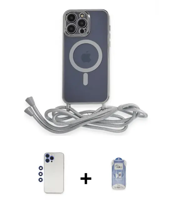 ieg™ iPhone 12 Pro Max Kılıf Eksen Özel Seri - Siyah Joko Magic 5D Cam + Shine Kamera Lens - LT