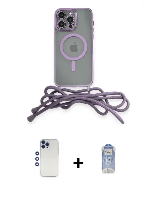 ieg™ iPhone 12 Pro Max Kılıf Eksen Özel Seri - Siyah Joko Magic 5D Cam + Shine Kamera Lens - LT