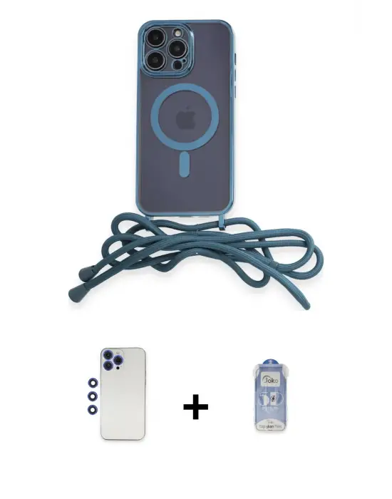 ieg™ iPhone 12 Pro Max Kılıf Eksen Özel Seri - Siyah Joko Magic 5D Cam + Shine Kamera Lens - LT