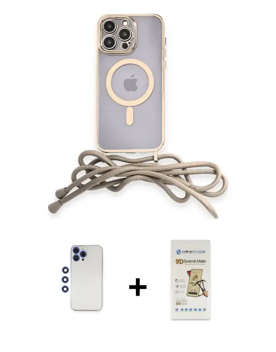 ieg™ iPhone 12 Pro Max Kılıf Eksen Özel Seri - Siyah Mat Seramik Nano Ekran Koruyucu + Shine Kamera Lens - LT