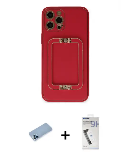ieg™ iPhone 12 Pro Max Kılıf Kozmos Minimal Prime - Şeffaf Uv Polymer Nano Ekran Koruyucu + Shine Kamera Lens Koruma Cam - MI