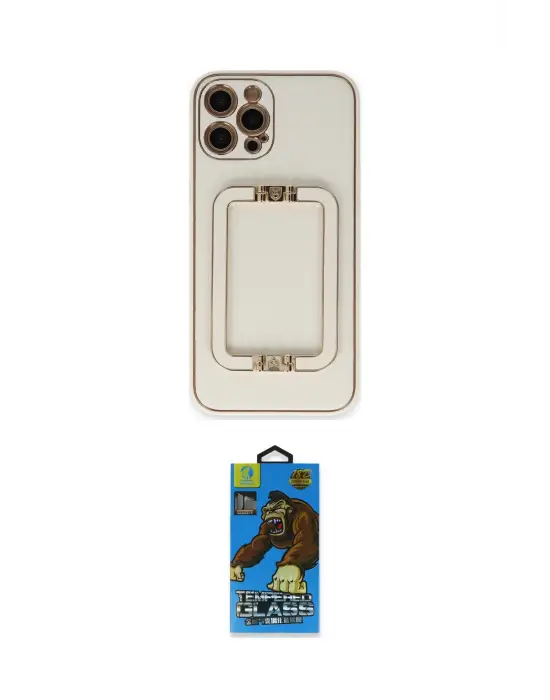 ieg™ iPhone 12 Pro Max Kılıf Kozmos Minimal Prime - Siyah 18D Cam Ekran Koruyucu