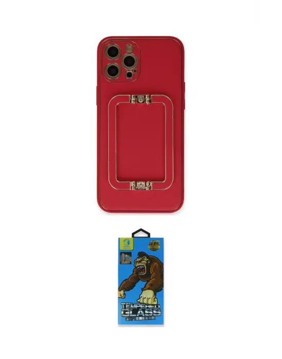 ieg™ iPhone 12 Pro Max Kılıf Kozmos Minimal Prime - Siyah 18D Cam Ekran Koruyucu