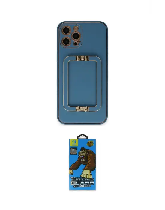 ieg™ iPhone 12 Pro Max Kılıf Kozmos Minimal Prime - Siyah 18D Cam Ekran Koruyucu
