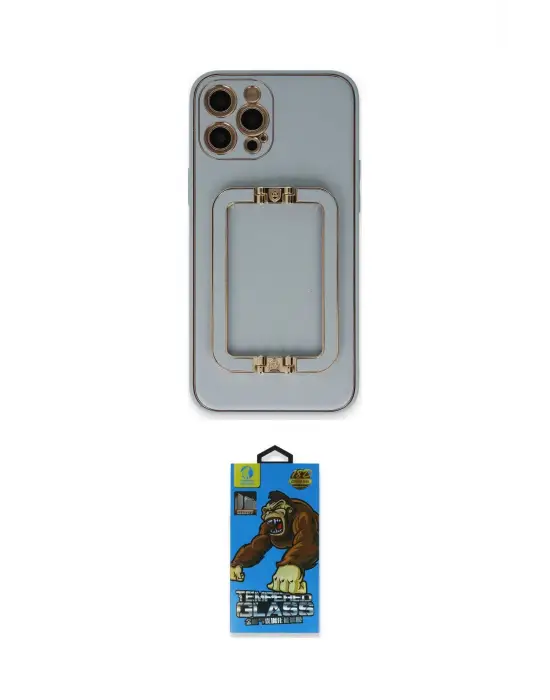 ieg™ iPhone 12 Pro Max Kılıf Kozmos Minimal Prime - Siyah 18D Cam Ekran Koruyucu