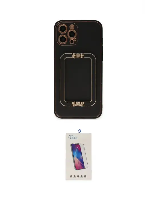 ieg™ iPhone 12 Pro Max Kılıf Kozmos Minimal Prime - Siyah Joko 5D Cam