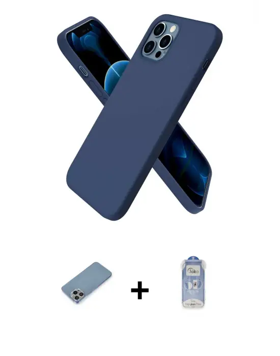 ieg™ iPhone 12 Pro Max Kılıf Kozmos Yansıma Özel Seri - Siyah Joko Magic 5D Cam + Shine Kamera Lens Koruma Cam - GI