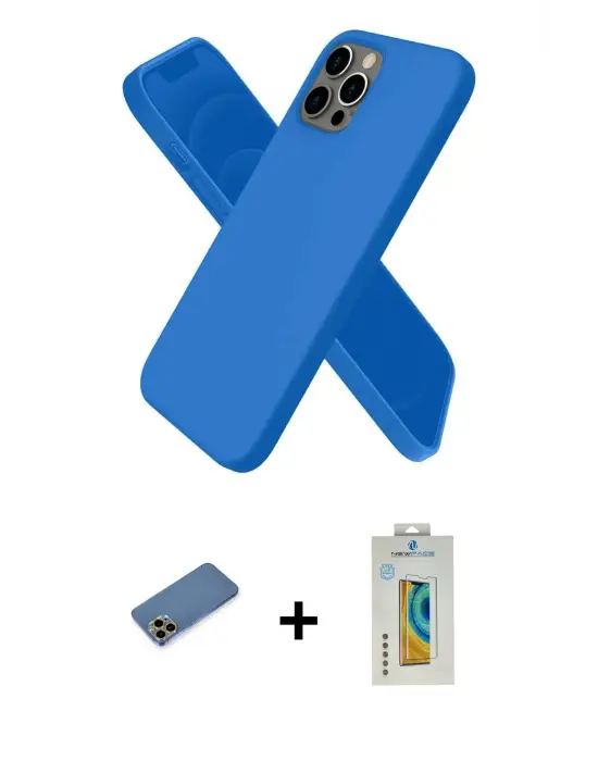 ieg™ iPhone 12 Pro Max Kılıf Kozmos Yansıma Özel Seri - Siyah Polymer Nano Ekran Koruyucu + Shine Kamera Lens Koruma Cam - GD