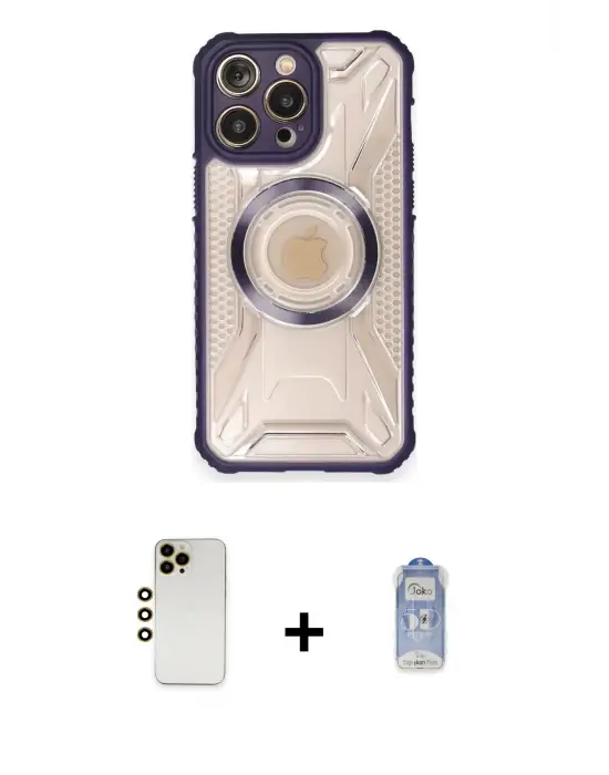 ieg™ iPhone 12 Pro Max Kılıf Kutup Modern - Siyah Joko Magic 5D Cam + Shine Kamera Lens - GD
