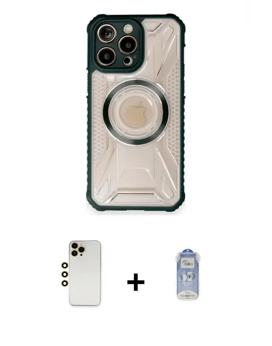 ieg™ iPhone 12 Pro Max Kılıf Kutup Modern - Siyah Joko Magic 5D Cam + Shine Kamera Lens - GD