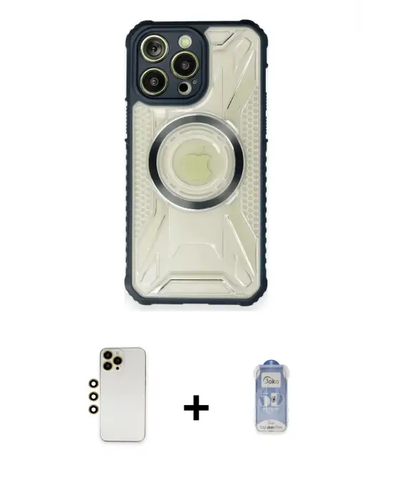 ieg™ iPhone 12 Pro Max Kılıf Kutup Modern - Siyah Joko Magic 5D Cam + Shine Kamera Lens - GD