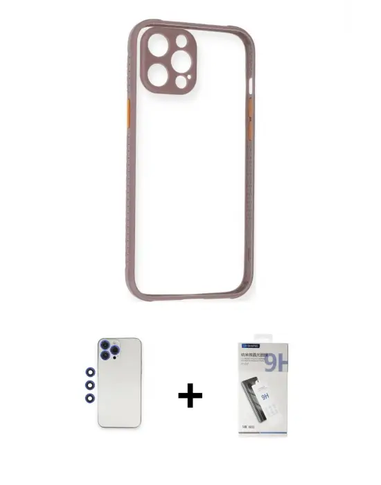 ieg™ iPhone 12 Pro Max Kılıf Nova Asil Özel Seri - Şeffaf Uv Polymer Nano Ekran Koruyucu + Shine Kamera Lens - LT