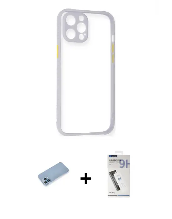 ieg™ iPhone 12 Pro Max Kılıf Nova Asil Özel Seri - Şeffaf Uv Polymer Nano Ekran Koruyucu + Shine Kamera Lens Koruma Cam - MI