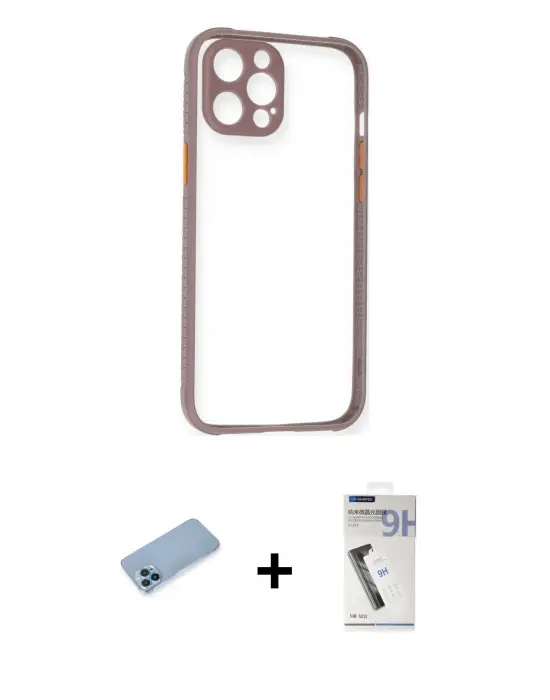 ieg™ iPhone 12 Pro Max Kılıf Nova Asil Özel Seri - Şeffaf Uv Polymer Nano Ekran Koruyucu + Shine Kamera Lens Koruma Cam - MI