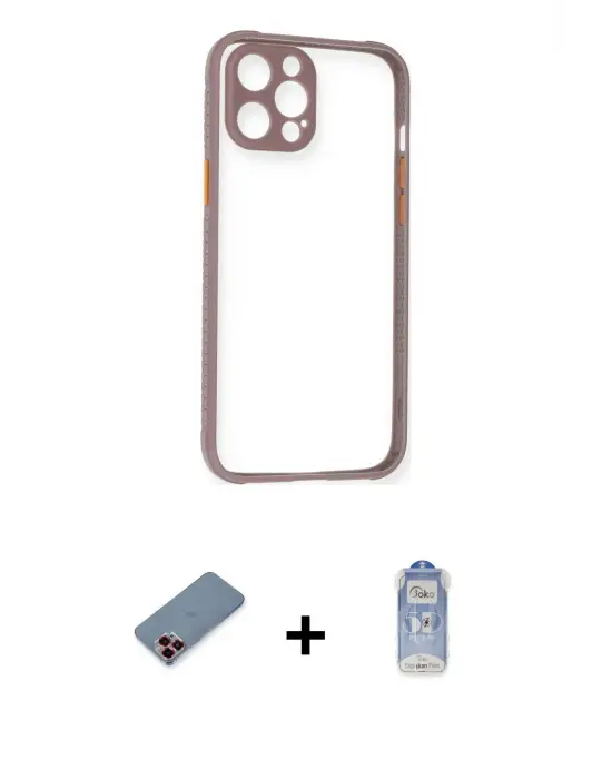 ieg™ iPhone 12 Pro Max Kılıf Nova Asil Özel Seri - Siyah Joko Magic 5D Cam + Metal Kamera Lens Koruma Cam - KI