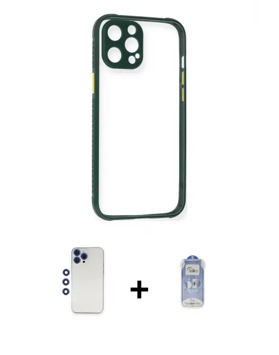 ieg™ iPhone 12 Pro Max Kılıf Nova Asil Özel Seri - Siyah Joko Magic 5D Cam + Shine Kamera Lens - LT