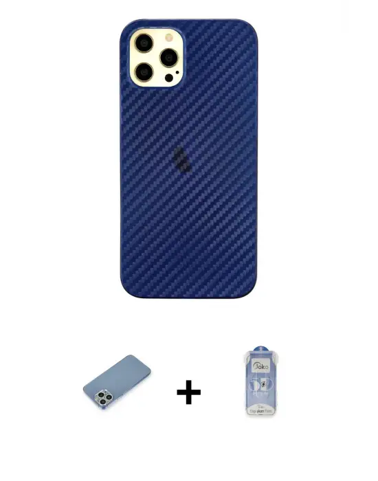 ieg™ iPhone 12 Pro Max Kılıf Nova Çizgi - Siyah Joko Magic 5D Cam + Shine Kamera Lens Koruma Cam - GS