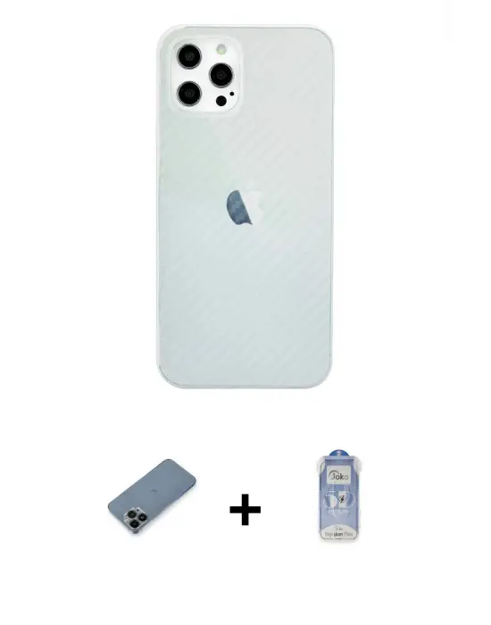 ieg™ iPhone 12 Pro Max Kılıf Nova Çizgi - Siyah Joko Magic 5D Cam + Shine Kamera Lens Koruma Cam - SH