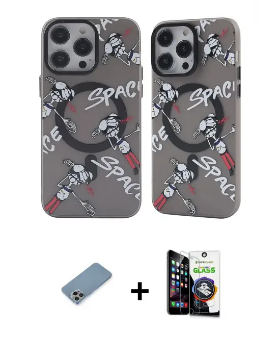 ieg™ iPhone 12 Pro Max Kılıf Nova Doku Koleksiyonu - Şeffaf Temperli Cam Ekran Koruyucu + Shine Kamera Lens Koruma Cam - GI