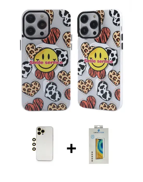 ieg™ iPhone 12 Pro Max Kılıf Nova Doku Koleksiyonu - Siyah Polymer Nano Ekran Koruyucu + Shine Kamera Lens - GD