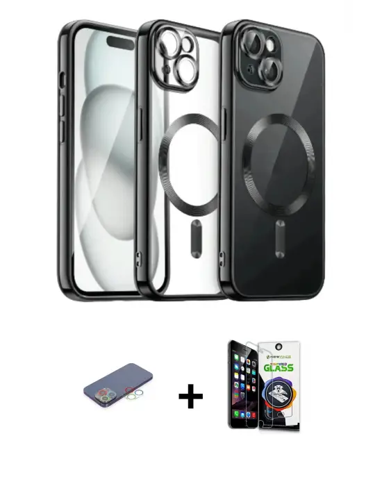 ieg™ iPhone 12 Pro Max Kılıf Nova Işık Özel Seri - Şeffaf Temperli Cam Ekran Koruyucu + Renkli Kamera Lens Koruma Cam - MI