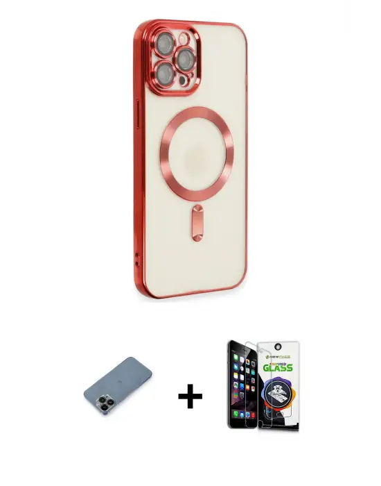 ieg™ iPhone 12 Pro Max Kılıf Nova Işık Özel Seri - Şeffaf Temperli Cam Ekran Koruyucu + Shine Kamera Lens Koruma Cam - SH