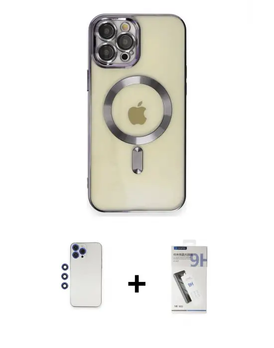 ieg™ iPhone 12 Pro Max Kılıf Nova Işık Özel Seri - Şeffaf Uv Polymer Nano Ekran Koruyucu + Shine Kamera Lens - LT