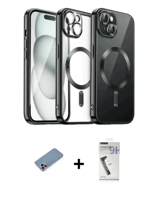 ieg™ iPhone 12 Pro Max Kılıf Nova Işık Özel Seri - Şeffaf Uv Polymer Nano Ekran Koruyucu + Shine Kamera Lens Koruma Cam - PE