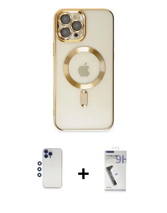 ieg™ iPhone 12 Pro Max Kılıf Nova Işık Özel Seri - Şeffaf Uv Polymer Nano Ekran Koruyucu + Shine Kamera Lens - LT