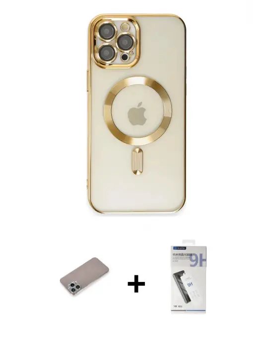ieg™ iPhone 12 Pro Max Kılıf Nova Işık Özel Seri - Şeffaf Uv Polymer Nano Ekran Koruyucu + Shine Kamera Lens Koruma Cam - SABE