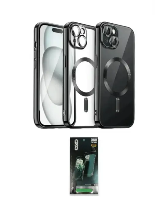 ieg™ iPhone 12 Pro Max Kılıf Nova Işık Özel Seri - Siyah 360 Mat Full Body Arka Koruyucu
