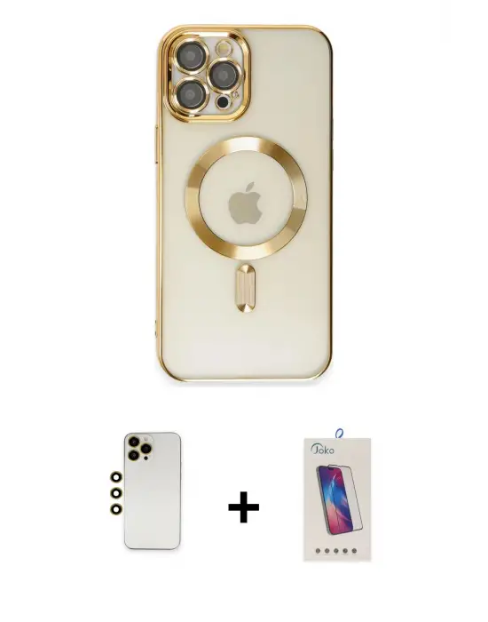 ieg™ iPhone 12 Pro Max Kılıf Nova Işık Özel Seri - Siyah Joko 5D Cam + Shine Kamera Lens - GD