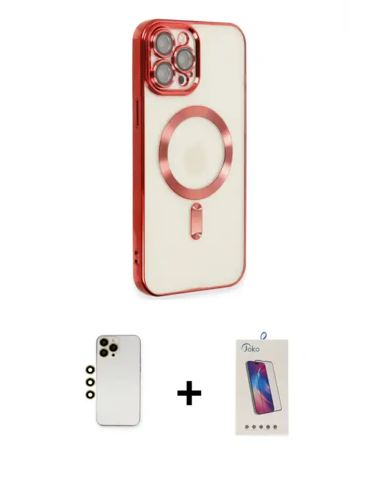 ieg™ iPhone 12 Pro Max Kılıf Nova Işık Özel Seri - Siyah Joko 5D Cam + Shine Kamera Lens - GD