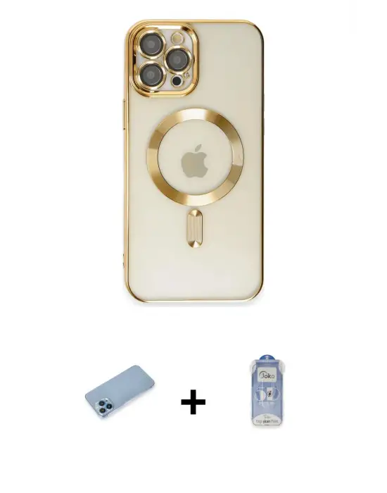 ieg™ iPhone 12 Pro Max Kılıf Nova Işık Özel Seri - Siyah Joko Magic 5D Cam + Shine Kamera Lens Koruma Cam - MI