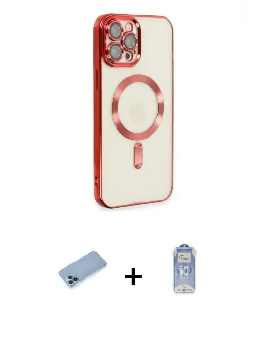 ieg™ iPhone 12 Pro Max Kılıf Nova Işık Özel Seri - Siyah Joko Magic 5D Cam + Shine Kamera Lens Koruma Cam - MI