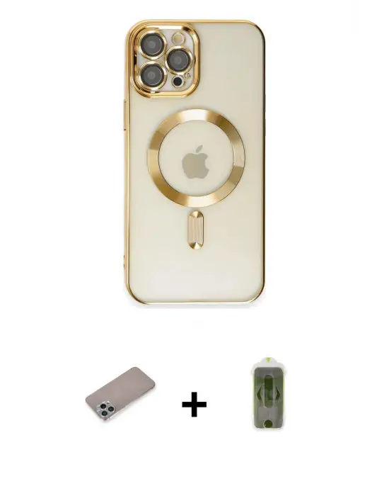 ieg™ iPhone 12 Pro Max Kılıf Nova Işık Özel Seri - Siyah Joko Magic 5D Hayalet Cam + Shine Kamera Lens Koruma Cam - SABE