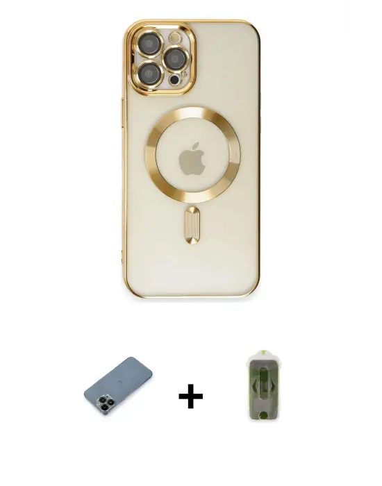 ieg™ iPhone 12 Pro Max Kılıf Nova Işık Özel Seri - Siyah Joko Magic 5D Hayalet Cam + Shine Kamera Lens Koruma Cam - SH