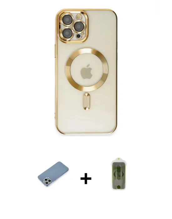 ieg™ iPhone 12 Pro Max Kılıf Nova Işık Özel Seri - Siyah Joko Magic 5D Hayalet Cam + Shine Kamera Lens Koruma Cam - GS