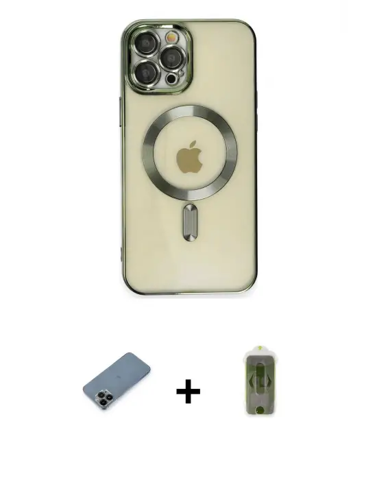 ieg™ iPhone 12 Pro Max Kılıf Nova Işık Özel Seri - Siyah Joko Magic 5D Hayalet Cam + Shine Kamera Lens Koruma Cam - SH