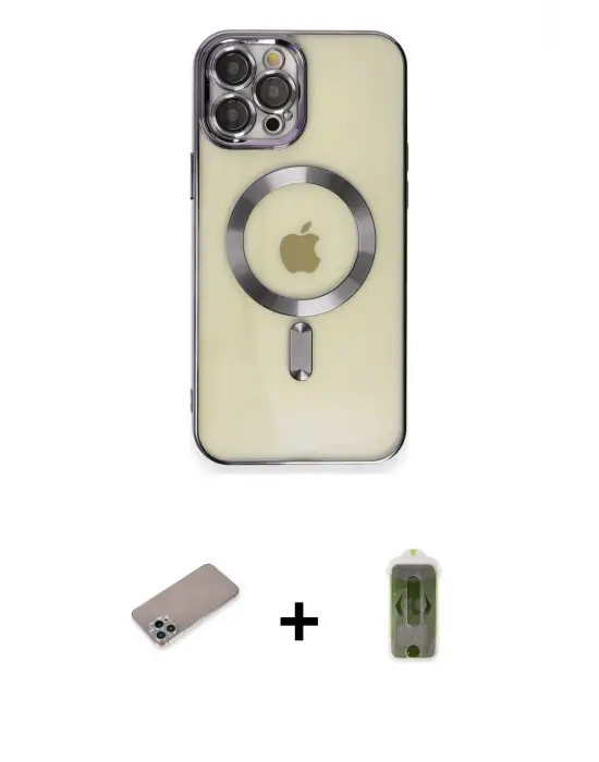 ieg™ iPhone 12 Pro Max Kılıf Nova Işık Özel Seri - Siyah Joko Magic 5D Hayalet Cam + Shine Kamera Lens Koruma Cam - SABE