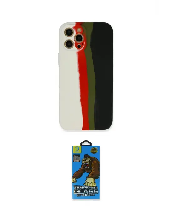 ieg™ iPhone 12 Pro Max Kılıf Yadigar Çizgi - Siyah 18D Cam Ekran Koruyucu