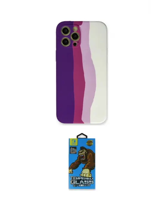 ieg™ iPhone 12 Pro Max Kılıf Yadigar Çizgi - Siyah 18D Cam Ekran Koruyucu